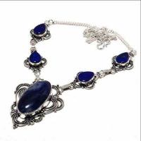 Lpc 438d collier sautoir parure 35gr lapis lazuli 20x40mm bijoux ethniques argent achat vente