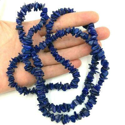 Lpc 471a collier 85gr 90cm lapis lazuli nuggets 10x5mm bijoux ethniques