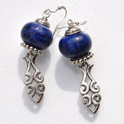 Lpc 482a boucles oreilles 70mm lapis lazuli 14x18mm poisson 