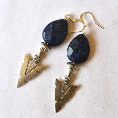 Lpc 497 boucles oreilles egyptienne orientales lapis lazuli 70mm 12gr argent925 1 