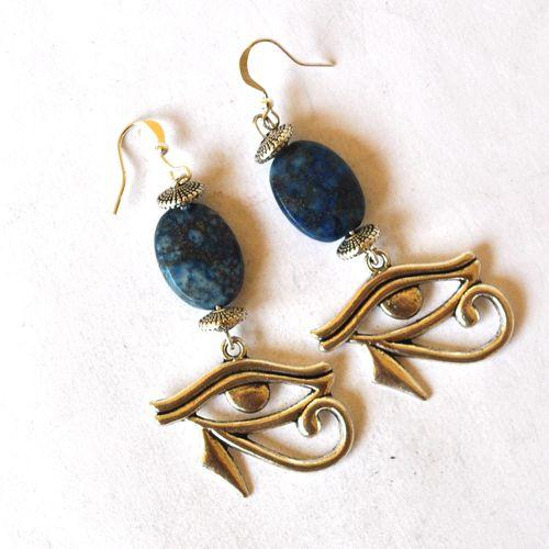 Lpc 498 boucles oreilles egyptienne orientales lapis lazuli 70mm 14gr argent925 5