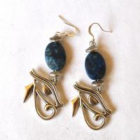 Lpc 498 boucles oreilles egyptienne orientales lapis lazuli 70mm 14gr argent925 8