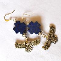 Lpc 499 boucles oreilles egyptienne orientales lapis lazuli faucon horus 50mm 12gr argent 4