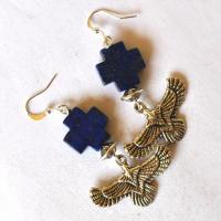 Lpc 499 boucles oreilles egyptienne orientales lapis lazuli faucon horus 50mm 12gr argent 5