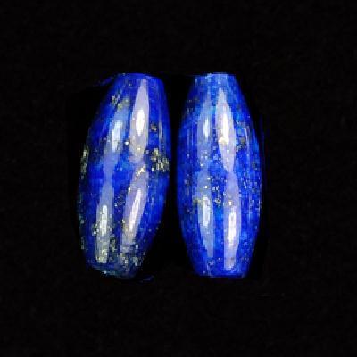 Lpp 003a lot 2xperles lapis lazuli 10x20mm 7gr olivettes polie loisirs creatifs creation boucles oreilles