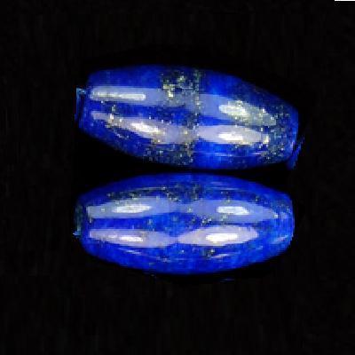 Lpp 003a lot 2xperles lapis lazuli 10x20mm 7gr olivettes polie loisirs creatifs creation boucles oreilles