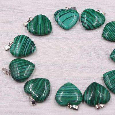 Mal 000aa pendentif pendant coeur porte bonheur 2 8gr malachite 20mm achat vente bijoux argent 925