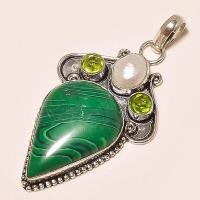 Mal 069b pendentif pendant malachite achat vente bijou argent 925