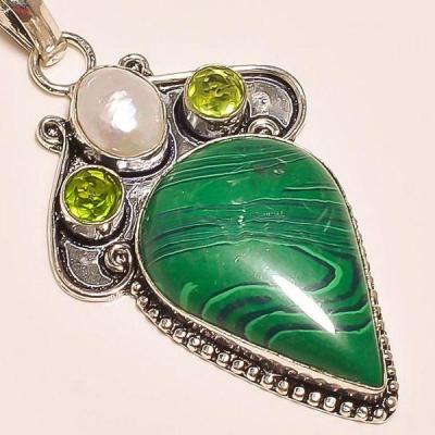 Mal 069c pendentif pendant malachite achat vente bijou argent 925