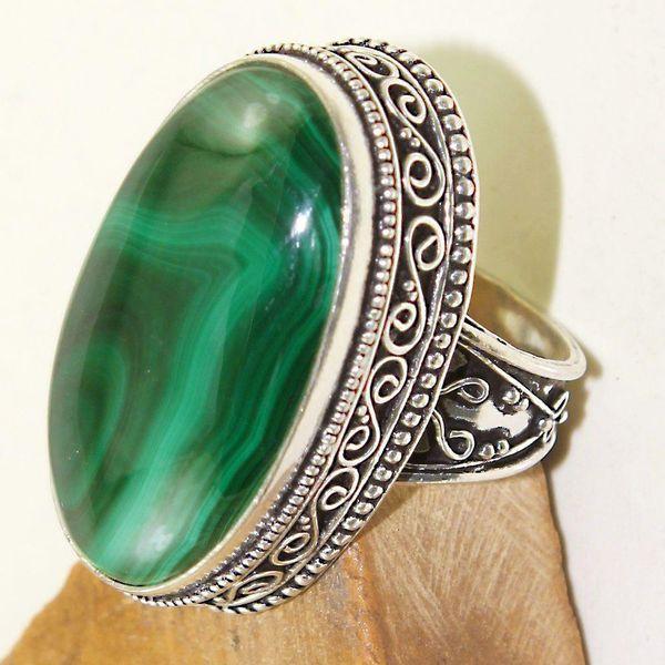 Mal 117c bague t59 18x32mm malachite achat vente bijou argent 925