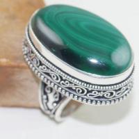 Mal 165b bague chevaliere t60 20x30mm malachite achat vente bijoux argent 925 ethnique