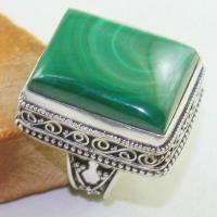 Mal 173b bague chevaliere t58 20x25mm malachite achat vente bijoux argent 925 ethnique