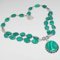 Mal 185a collier parure pendentif 24x34mm malachite achat vente bijoux argent 925 ethnique