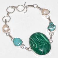 Mal 187a bracelet 24x32mm malachite turquoise achat vente bijoux argent 925 ethnique