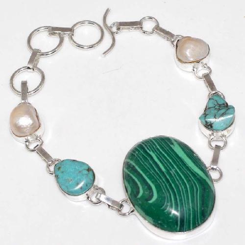 Mal 187a bracelet 24x32mm malachite turquoise achat vente bijoux argent 925 ethnique