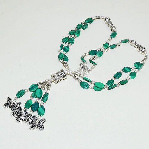 Mal 189d collier sautoir parure malachite 3rangs pendants papillon achat vente bijou argent 925