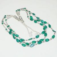 Mal 190a collier sautoir parure malachite 3rangs ethnique achat vente bijou argent 925