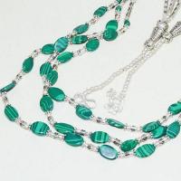 Mal 190b collier sautoir parure malachite 3rangs ethnique achat vente bijou argent 925