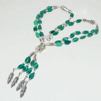 Mal 191d collier sautoir parure malachite 3rangs pendants plumes achat vente bijou argent 925