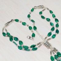 Mal 197c collier parure sautoir malachite pendants elephants achat vente bijoux argent 925