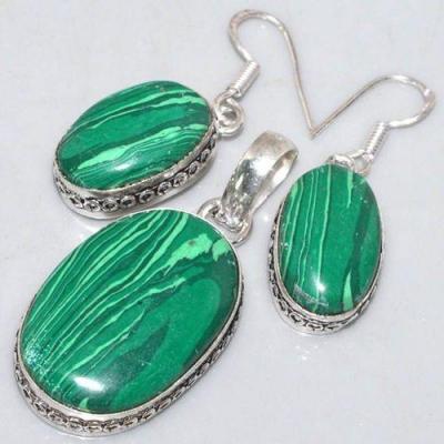 Mal 198a pendentif boucles oreilles malachite pendants achat vente bijoux argent 925