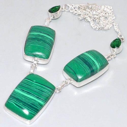 Mal 199d collier parure sautoir malachite achat vente bijoux argent 925 ethnique