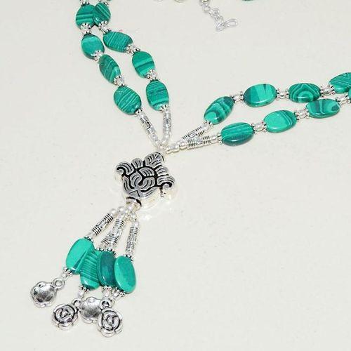 Mal 200b collier parure sautoir malachite pendants fleurs achat vente bijoux argent 925 ethnique