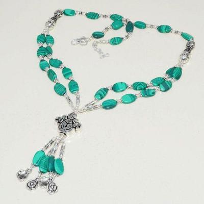 Mal 200b collier parure sautoir malachite pendants fleurs achat vente bijoux argent 925 ethnique