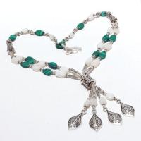 Mal 207a collier parure sautoir 50gr pendentif gouttes malachite opale achat vente bijoux argent