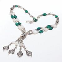 Mal 207d collier parure sautoir 50gr pendentif gouttes malachite opale achat vente bijoux argent