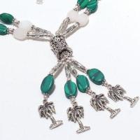 Mal 208c collier parure sautoir 44gr pendentif palmiers malachite opale achat vente bijoux argent