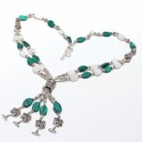 Mal 208d collier parure sautoir 44gr pendentif palmiers malachite opale achat vente bijoux argent