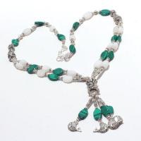 Mal 210e collier parure sautoir 47gr pendentif poissons malachite opale achat vente bijoux argent