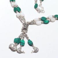 Mal 210f collier parure sautoir 47gr pendentif poissons malachite opale achat vente bijoux argent