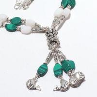 Mal 210g collier parure sautoir 47gr pendentif poissons malachite opale achat vente bijoux argent