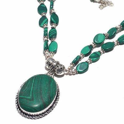 Mal 219b collier pendentif 25x35mm 41gr malachite achat vente bijoux argent