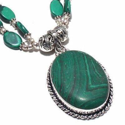 Mal 219b collier pendentif 25x35mm 41gr malachite achat vente bijoux argent