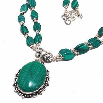 Mal 220c collier pendentif 25x35mm 44gr malachite achat vente bijoux argent