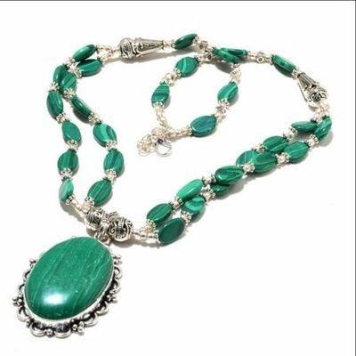 Mal 221b collier pendentif 25x35mm 47gr malachite achat vente bijoux argent