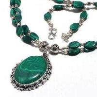 Mal 222b collier pendentif 25x35mm 43gr malachite achat vente bijoux argent