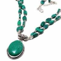 Mal 223b collier pendentif 25x35mm 54gr malachite achat vente bijoux argent