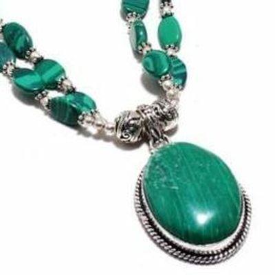 Mal 223c collier pendentif 25x35mm 54gr malachite achat vente bijoux argent