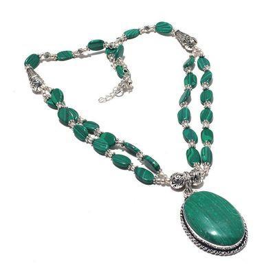 Mal 224b collier 2rangs pendentif 25x40mm 48gr malachite achat vente bijoux argent