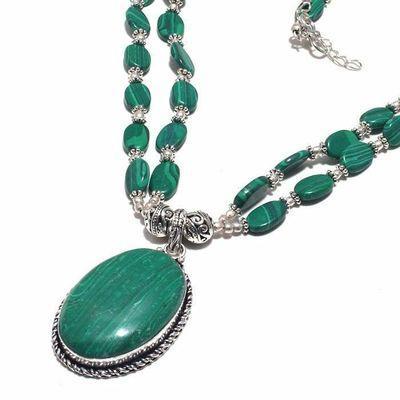 Mal 224b collier 2rangs pendentif 25x40mm 48gr malachite achat vente bijoux argent