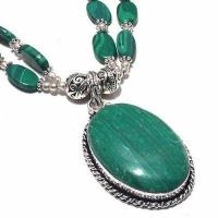 Mal 224c collier 2rangs pendentif 25x40mm 48gr malachite achat vente bijoux argent