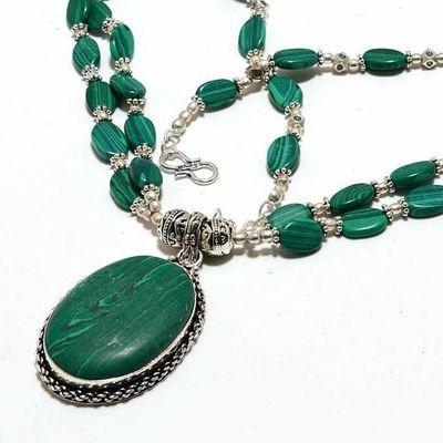 Mal 226b collier 2rangs pendentif 25x35mm 47gr malachite achat vente bijoux argent