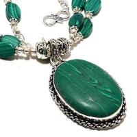 Mal 226c collier 2rangs pendentif 25x35mm 47gr malachite achat vente bijoux argent