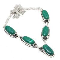 Mal 227a collier parure sautoir 10x20mm 31gr malachite achat vente bijoux argent 925