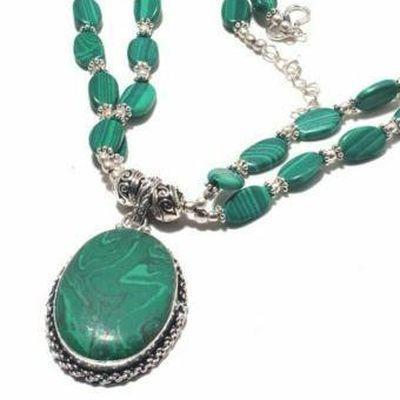 Mal 228b collier pendentif 25x35mm 45gr malachite achat vente bijoux argent