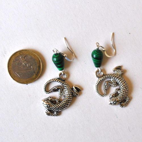 Mal 261 boucles oreilles lezard egyptienne malachite 60mm 11gr 3